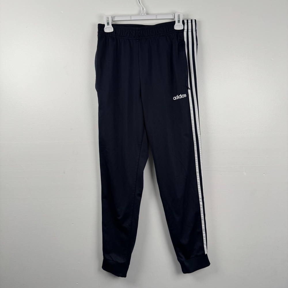 Adidas Pants Mens Medium (29x28) Navy Blue Three Stripes Track *No Drawstring*